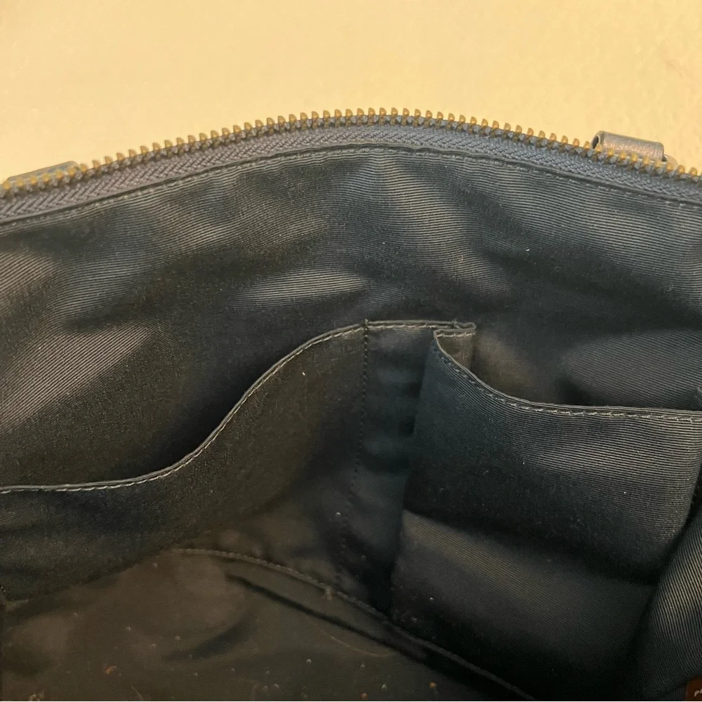 COACH Mickie Satchel Pearlised Blue Leather